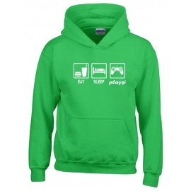 EAT SLEEP PLAYSI Kinder Sweatshirt mit Kapuze HOODIE Kids Gr.128