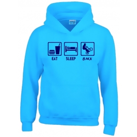 EAT SLEEP BMX Kinder Sweatshirt mit Kapuze HOODIE Kids Gr.128 -