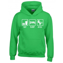 EAT SLEEP BMX Kinder Sweatshirt mit Kapuze HOODIE Kids Gr.128 -