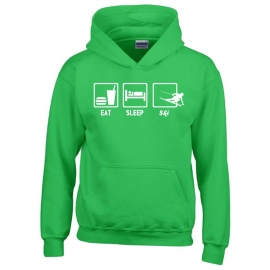 EAT SLEEP SKI Kinder Sweatshirt mit Kapuze HOODIE Kids Gr.128 -