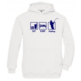 EAT SLEEP FISHING Kinder Sweatshirt mit Kapuze HOODIE Kids Gr.12