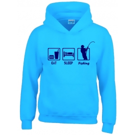 EAT SLEEP FISHING Kinder Sweatshirt mit Kapuze HOODIE Kids Gr.12