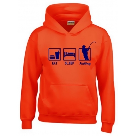 EAT SLEEP FISHING Kinder Sweatshirt mit Kapuze HOODIE Kids Gr.12