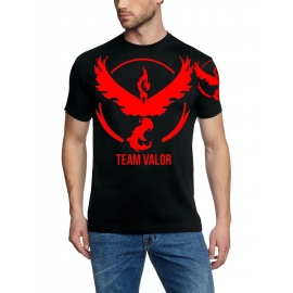 TEAM VALOR Poke T-Shirt, SCHWARZ + Druck auf Arm, GR.S M L XL XXL 3XL 4XL 5XL