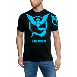 TEAM MYSTIC Poke T-Shirt, schwarz + Druck auf Arm, GR.S M L XL XXL 3XL 4XL 5XL