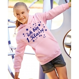 Ich bin 1. Klasse Hoodie Sweatshirt mit Kapuze für Mädchen zur Einschulung Schulanfang Hoodie Sweatshirt mit Kapuze Gr. 116 128 140 152 cm