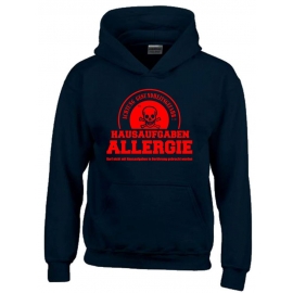 HAUSAUFGABEN ALLERGIE - Vorsicht Gesundheitsgefahr ! Nicht mit Hausaufgaben in Verbindung bringen ! Kinder Sweatshirt mit Kapuze HOODIE Kids Gr.128 - 164 cm