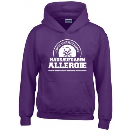 HAUSAUFGABEN ALLERGIE - Vorsicht Gesundheitsgefahr ! Nicht mit Hausaufgaben in Verbindung bringen ! Kinder Sweatshirt mit Kapuze HOODIE Kids Gr.128 - 164 cm