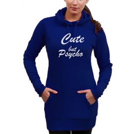 CUTE BUT PSYCHO - Long Hoodie - Sweatshirt mit Kapuze Damen Extra langes Sweatshirt Girlies Gr.XS S M L XL XXL