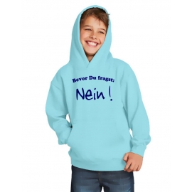 BEVOR DU FRAGST - NEIN ! Kinder Sweatshirt mit Kapuze HOODIE Kids Gr.128 - 164 cm NEIN SAGEN !