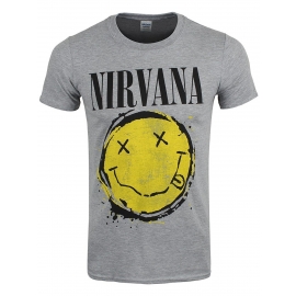 NIRVANA Vintage SPLAT SMILEY T-Shirt GRAY S M L XL XXL