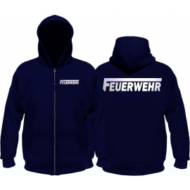 FEUERWEHR Sweatshirtjacke Jacke mit Kapuze reflektierender Druck vorne + hinten  S M L XL 2XL 3XL 4XL 5XL FF BF