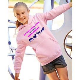 Ein Leben ohne Pferd ist möglich - aber sinnlos ! ! Mädchen Reiten Sweatshirt mit Kapuze HOODIE Kids Gr.128 - 164 cm Voltegieren, Springreiten, Reitunterricht, Reiturnier