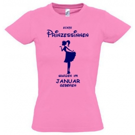 Echte Prinzessinnen wurden im Januar geboren ! Mädchen Geburtstag T-SHIRT Kids Gr.128 - 164 cm Prinzessin Birthday Party Feiern