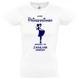 Echte Prinzessinnen wurden im Januar geboren ! Mädchen Geburtstag T-SHIRT Kids Gr.128 - 164 cm Prinzessin Birthday Party Feiern