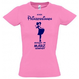 Echte Prinzessinnen wurden im März geboren ! Mädchen Geburtstag T-SHIRT Kids Gr.128 - 164 cm Prinzessin Birthday Party Feiern