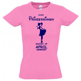 Echte Prinzessinnen wurden im April geboren ! Mädchen Geburtstag T-SHIRT Kids Gr.128 - 164 cm Prinzessin Birthday Party Feiern