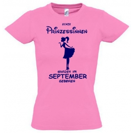 Echte Prinzessinnen wurden im September geboren ! Mädchen Geburtstag T-SHIRT Kids Gr.128 - 164 cm Prinzessin Birthday Party Feiern