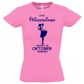 Echte Prinzessinnen wurden im Oktober geboren ! Mädchen Geburtstag T-SHIRT Kids Gr.128 - 164 cm Prinzessin Birthday Party Feiern