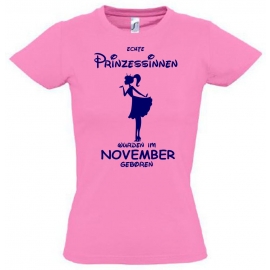 Echte Prinzessinnen wurden im November geboren ! Mädchen Geburtstag T-SHIRT Kids Gr.128 - 164 cm Prinzessin Birthday Party Feiern