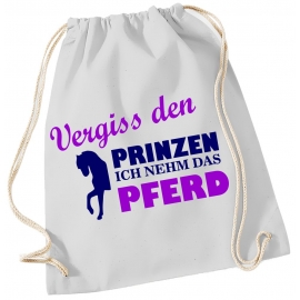 Vergiss den Prinzen ! Ich nehm das Pferd ! Gymbag Rucksack Turnbeutel Tasche  Pferde Ponys Mädchen Backpack für Reiterhof, Schule, Sport