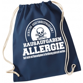 Hausaufgaben Allergie ! Gymbag Rucksack Turnbeutel Tasche  Jungen und Mädchen Backpack für Pausenhof, Schule, Sport