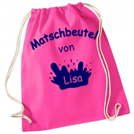 Matschbeutel mit Namen ! Turnbeutel Gymbag Rucksack  Tasche Backpack für Pausenhof, Schule, Kindergarten, Sport, Urlaub, Training