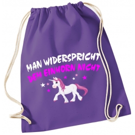 MAN WIDERSPRICHT DEM EINHORN NICHT ! Unicorn Gymbag Rucksack Turnbeutel Tasche  Pferde Ponys Mädchen Backpack für Reiterhof, Schule, Sport