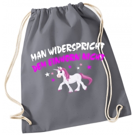 MAN WIDERSPRICHT DEM EINHORN NICHT ! Unicorn Gymbag Rucksack Turnbeutel Tasche  Pferde Ponys Mädchen Backpack für Reiterhof, Schule, Sport