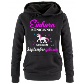 Einhorn Königinnen wurden im September geboren ! Unicorn Damen HOODIE Sweatshirt mit Kapuze Gr.S M L XL XXL schenken Birthday Party Feiern