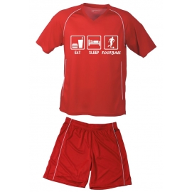 TRIKOTSET mit DEINEM NAMEN + NUMMER !! Fußball EAT SLEEP FOOTBALL Kinder Fußball Trikot + Hose  Kids 98-104, 110-116, 122-128, 134-140, 146-152, 158-164 cm schwarz, rot, blau. Grün, orange, weiß, gelb