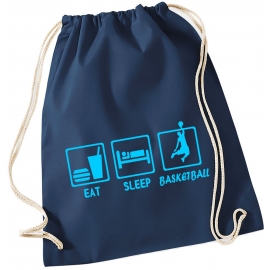 EAT SLEEP BASKETBALL ! Gymbag Rucksack Turnbeutel Tasche Backpack für Pausenhof, Schule, Sport, Urlaub