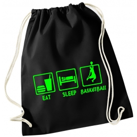 EAT SLEEP BASKETBALL ! Gymbag Rucksack Turnbeutel Tasche Backpack für Pausenhof, Schule, Sport, Urlaub