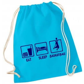 EAT SLEEP BASKETBALL ! Gymbag Rucksack Turnbeutel Tasche Backpack für Pausenhof, Schule, Sport, Urlaub