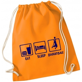 EAT SLEEP BASKETBALL ! Gymbag Rucksack Turnbeutel Tasche Backpack für Pausenhof, Schule, Sport, Urlaub