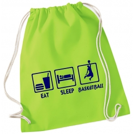 EAT SLEEP BASKETBALL ! Gymbag Rucksack Turnbeutel Tasche Backpack für Pausenhof, Schule, Sport, Urlaub