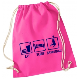 EAT SLEEP BASKETBALL ! Gymbag Rucksack Turnbeutel Tasche Backpack für Pausenhof, Schule, Sport, Urlaub