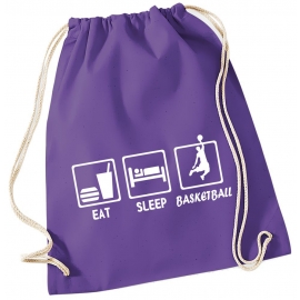 EAT SLEEP BASKETBALL ! Gymbag Rucksack Turnbeutel Tasche Backpack für Pausenhof, Schule, Sport, Urlaub