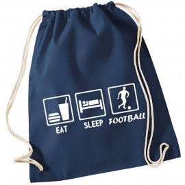 EAT SLEEP FUSSBALL ! Gymbag Rucksack Turnbeutel Tasche Backpack für Pausenhof, Schule, Sport, Urlaub