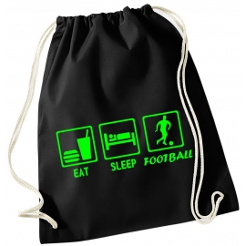 EAT SLEEP FUSSBALL ! Gymbag Rucksack Turnbeutel Tasche Backpack für Pausenhof, Schule, Sport, Urlaub