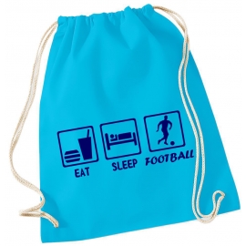 EAT SLEEP FUSSBALL ! Gymbag Rucksack Turnbeutel Tasche Backpack für Pausenhof, Schule, Sport, Urlaub