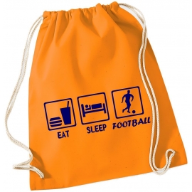 EAT SLEEP FUSSBALL ! Gymbag Rucksack Turnbeutel Tasche Backpack für Pausenhof, Schule, Sport, Urlaub