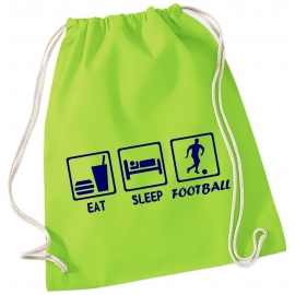 EAT SLEEP FUSSBALL ! Gymbag Rucksack Turnbeutel Tasche Backpack für Pausenhof, Schule, Sport, Urlaub