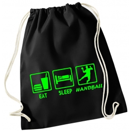 EAT SLEEP HANDBALL ! Gymbag Rucksack Turnbeutel Tasche Backpack für Pausenhof, Schule, Sport, Urlaub