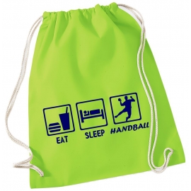 EAT SLEEP HANDBALL ! Gymbag Rucksack Turnbeutel Tasche Backpack für Pausenhof, Schule, Sport, Urlaub