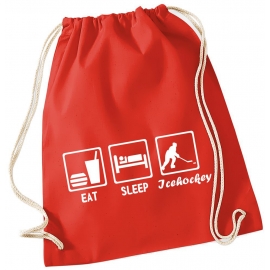 EAT SLEEP EISHOCKEY ! Gymbag Rucksack Turnbeutel Tasche Backpack für Pausenhof, Schule, Sport, Urlaub