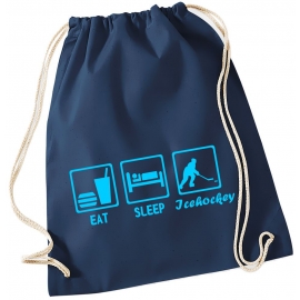 EAT SLEEP EISHOCKEY ! Gymbag Rucksack Turnbeutel Tasche Backpack für Pausenhof, Schule, Sport, Urlaub