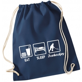 EAT SLEEP EISHOCKEY ! Gymbag Rucksack Turnbeutel Tasche Backpack für Pausenhof, Schule, Sport, Urlaub