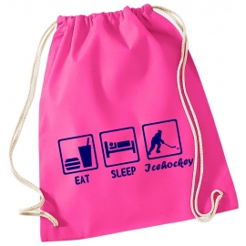 EAT SLEEP EISHOCKEY ! Gymbag Rucksack Turnbeutel Tasche Backpack für Pausenhof, Schule, Sport, Urlaub