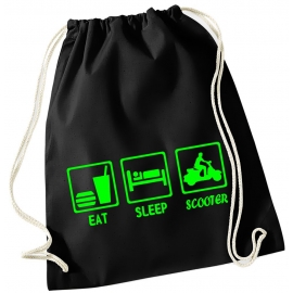 EAT SLEEP SCOOTER ! Gymbag Rucksack Turnbeutel Tasche Backpack für Pausenhof, Schule, Sport, Urlaub